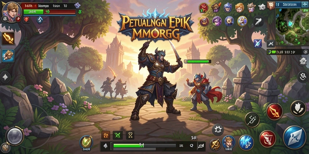 Tangkapan layar utama 34R menampilkan aksi pertempuran seru dalam MMORPG.