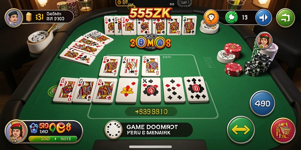 Screenshot gameplay domino 555ZK yang menarik dan seru.