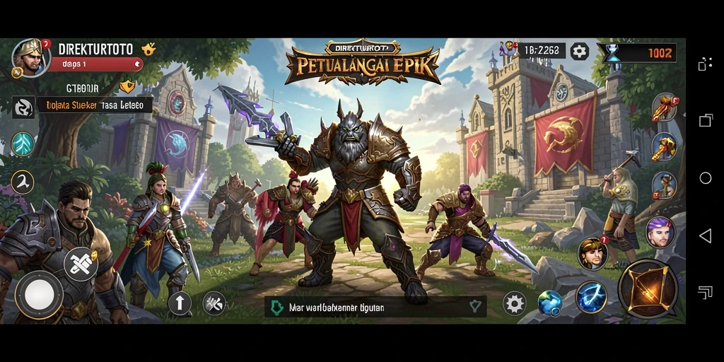 Screenshot menampilkan aksi pertempuran mendebarkan di DIREKTURTOTO.