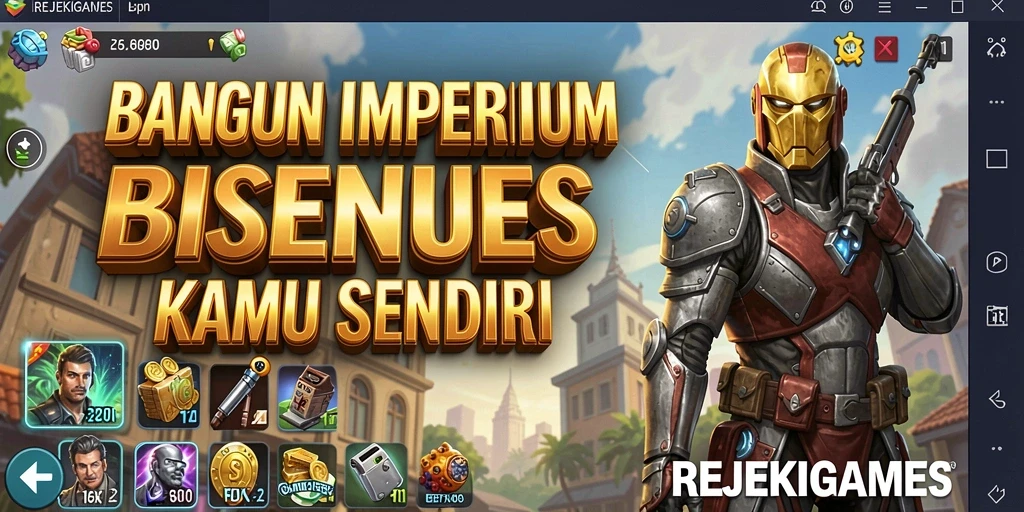 Screenshot gameplay REJEKIGAMES yang menampilkan keseruan membangun bisnis.