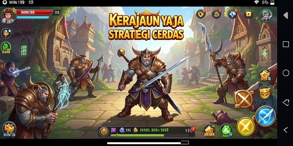 Tangkapan layar utama gameplay WIN199 menunjukkan aksi menara bertahan di medan perang.